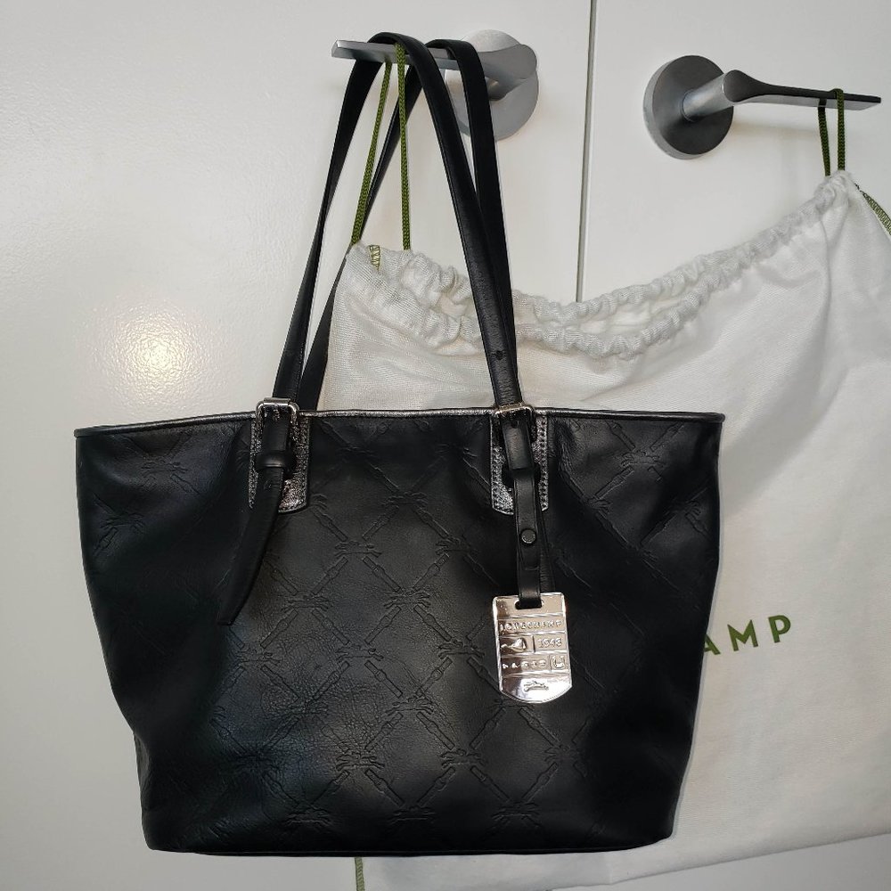 LONGCHAMP Leather Tote Bag Black
